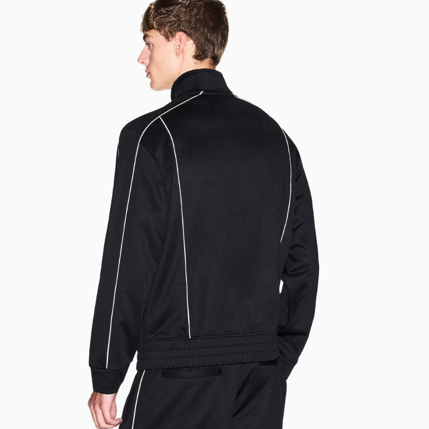 Armani Exchange men’s black full-zip sweatshirt with contrasting piping