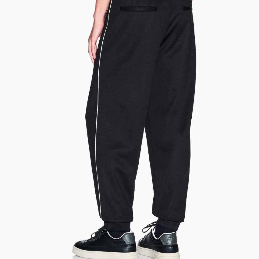Armani Exchange men’s black jogger pants with contrast piping