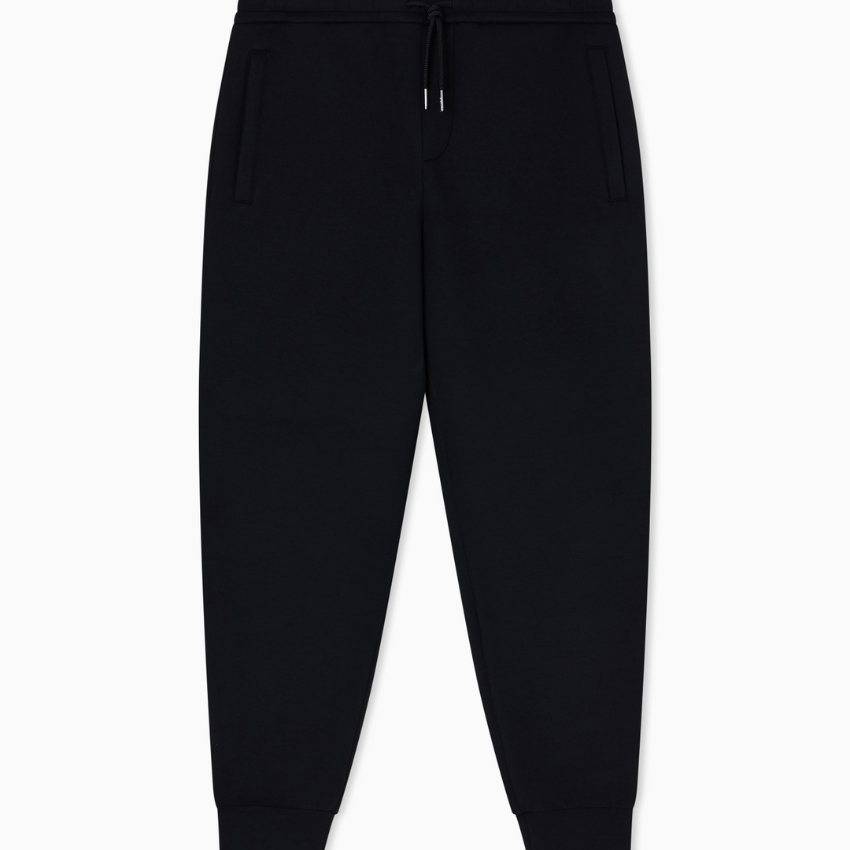Armani Exchange men’s black drawstring joggers in jersey fabric