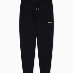 Armani Exchange men’s black shade gold cotton fleece jogger pants