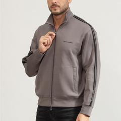 Armani Exchange men’s dark grey full-zip sweatshirt with contrasting bands