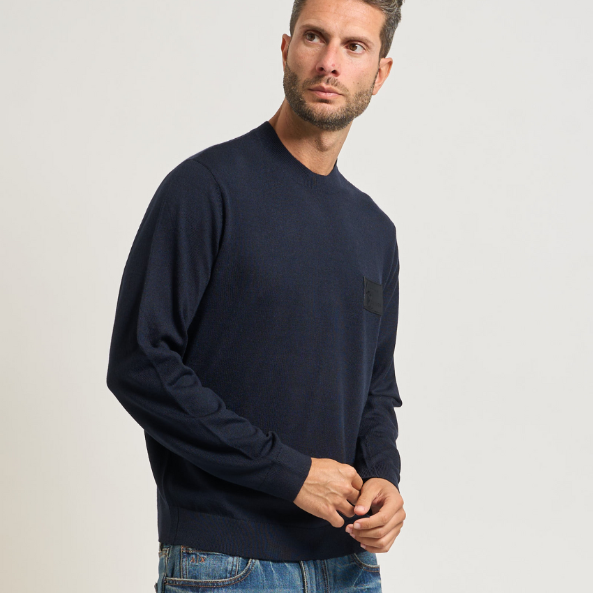 Armani Exchange men’s deep navy knitted pullover da uomo