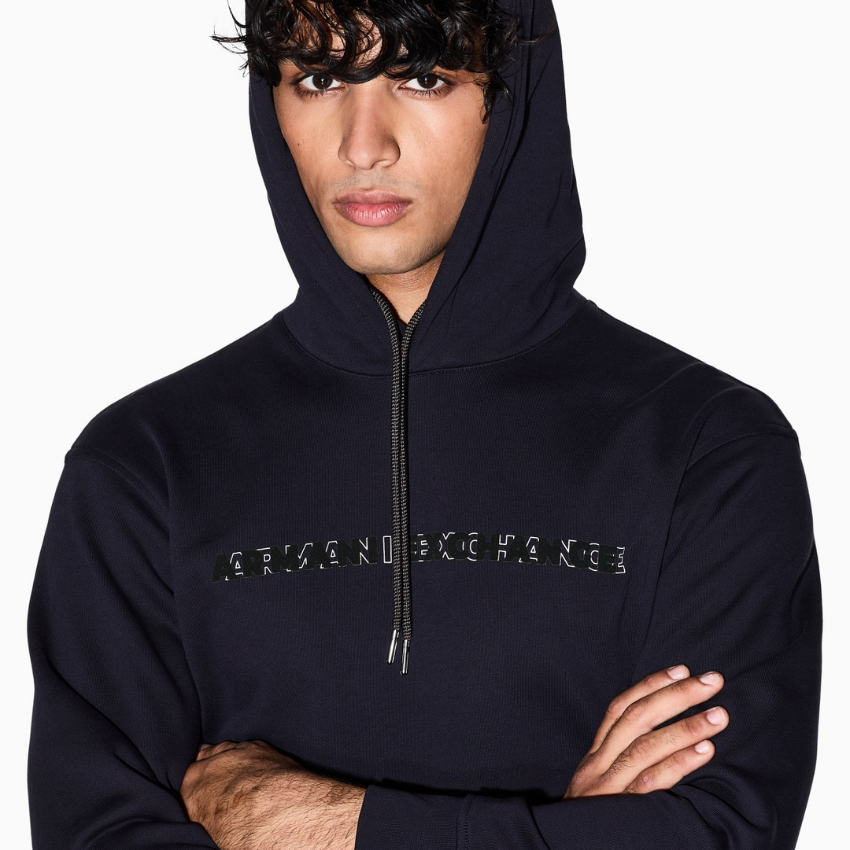 Armani Exchange men’s hoodie in Deep Navy with logo print