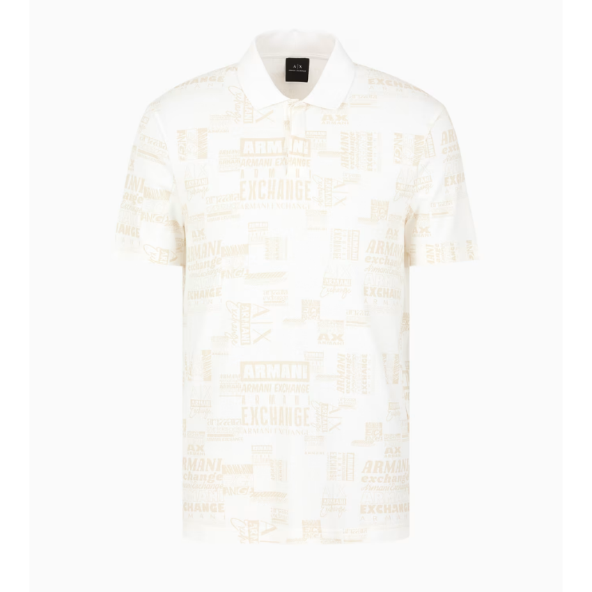Armani Exchange off-white polo shirt da uomo con lettering