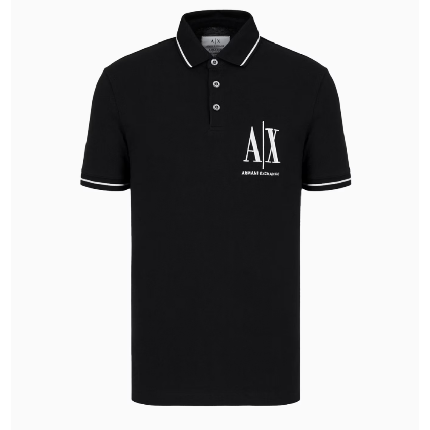 Armani Exchange regular fit polo shirt in Icon Project Piquet black for men
