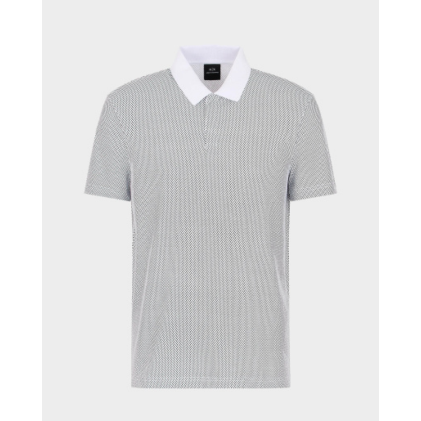 Armani Exchange white diagonal polo shirt da uomo