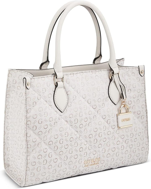 Guess Handbag Factory Holden Quilted Tote, White, One Size
