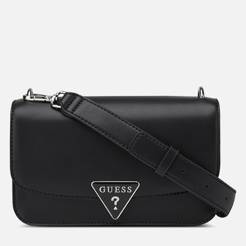 Esmeray flap crossbody bag in black with adjustable strap