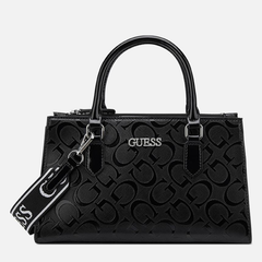 GUESS Brooken satchel bag in black with structured design and top handles