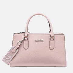GUESS Brooken satchel bag in blush with structured design and top handles