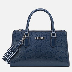 GUESS Brooken satchel bag in navy with structured design and top handles