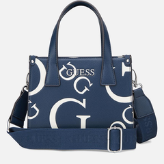 GUESS Forber mini tote logo bag in navy multi