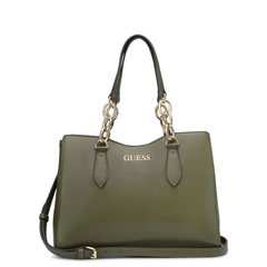 GUESS Millport satchel bag in olive (OLV) with structured design