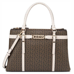 GUESS Perrez satchel bag in brown (BRM) with structured design