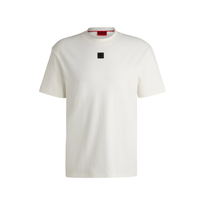 Hugo Dalile interlock-cotton white T-shirt, premium short-sleeved crew neck