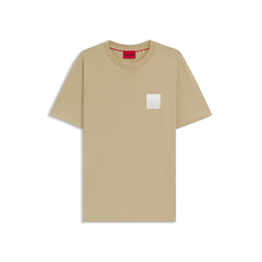 Hugo Dapusi beige T-shirt with regular fit and bold Hugo logo on the chest.