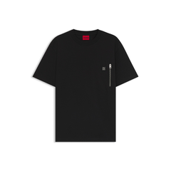 Hugo Dargentee T-shirt with zip pocket, short-sleeved casual crew neck