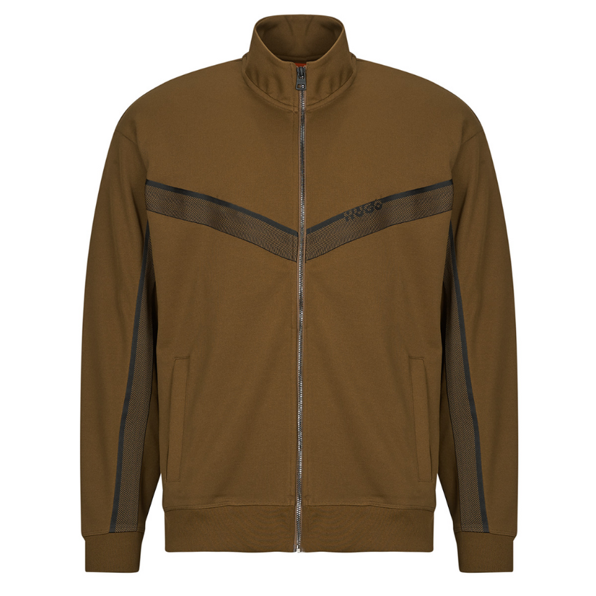 Hugo Dingmoor brown T-shirt with logo detail, short-sleeved casual crew neck