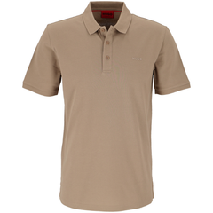 Hugo Donos222 dark beige polo shirt with slim fit and signature logo on the chest