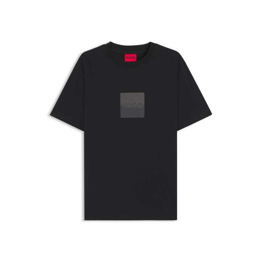 Hugo Dusplit T-shirt with split logo design, short-sleeved casual top