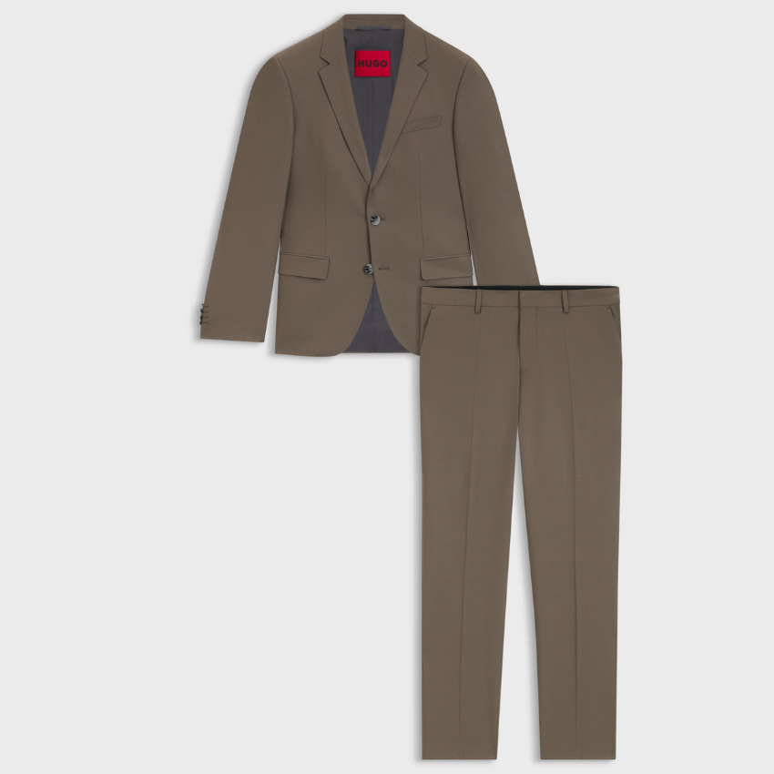 Hugo Henry/Getlin232X slim-fit two-piece suit with tailored jacket and matching trousers.