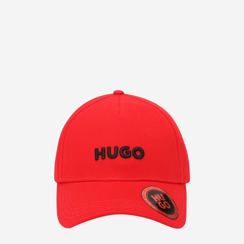 Jude red embroidered-logo cap made of cotton with stitched logo on the front.