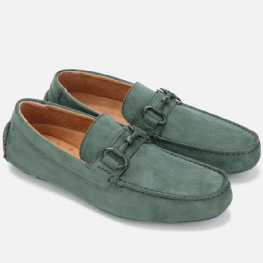 Kenneth Cole DAWSON vegan suede horsebit driver shoes in green for men
