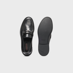 Leather loafer with stacked-logo bit