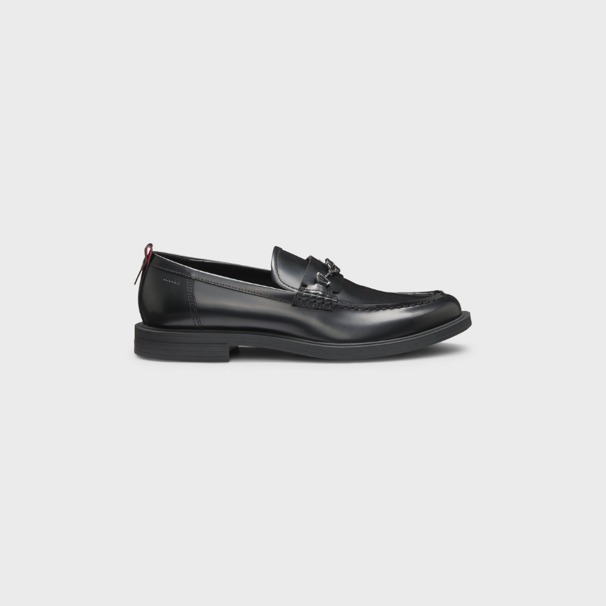 Leather loafer with stacked-logo bit