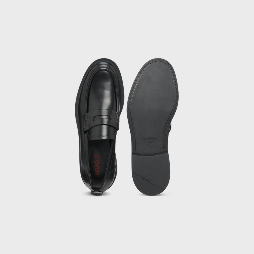 Leather loafers with penny trim