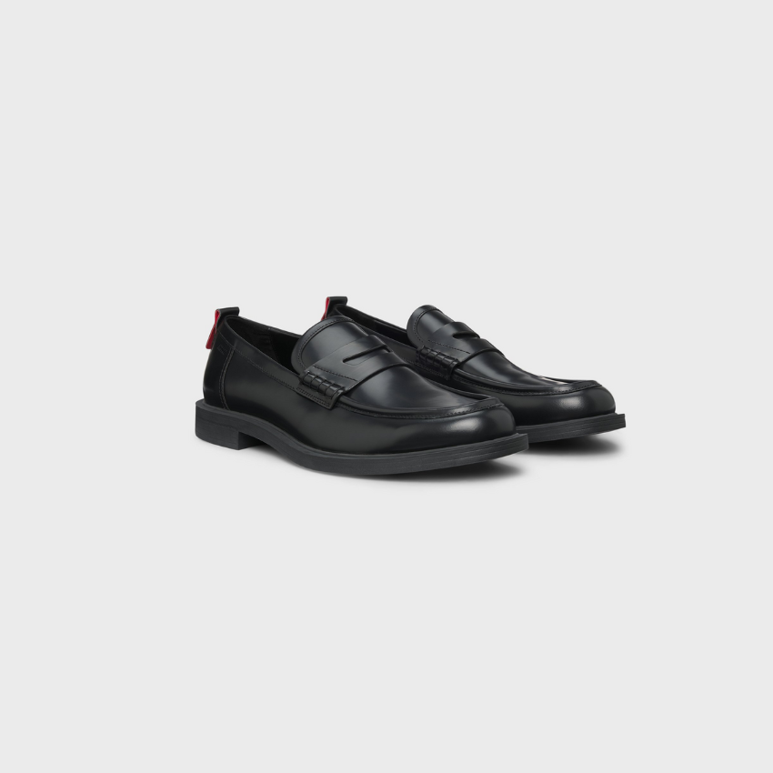 Leather loafers with penny trim