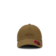 Light green cotton twill cap with embroidered logo, adjustable casual hat