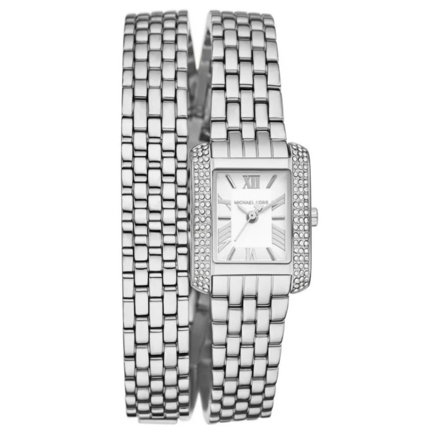 Michael Kors Emery MK4834 women?s stainless steel watch with white dial