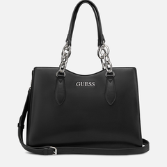 Millport black satchel bag with structured design and top handles
