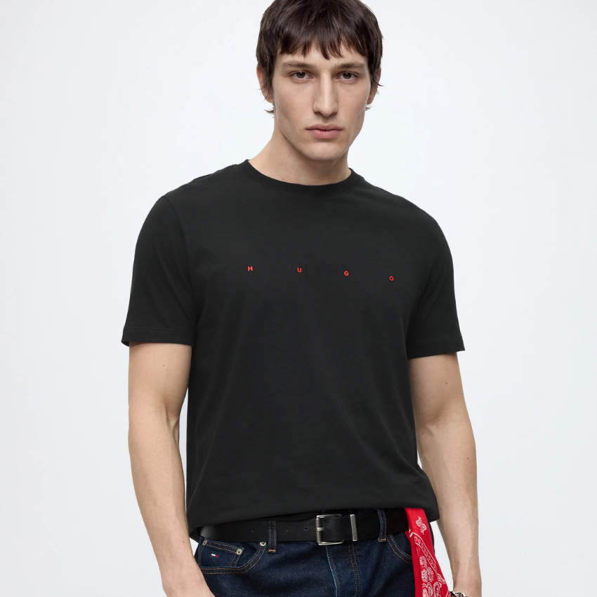 HUGO Dorosi Men's Basic Cotton T-Shirt – Black Hugo Boss