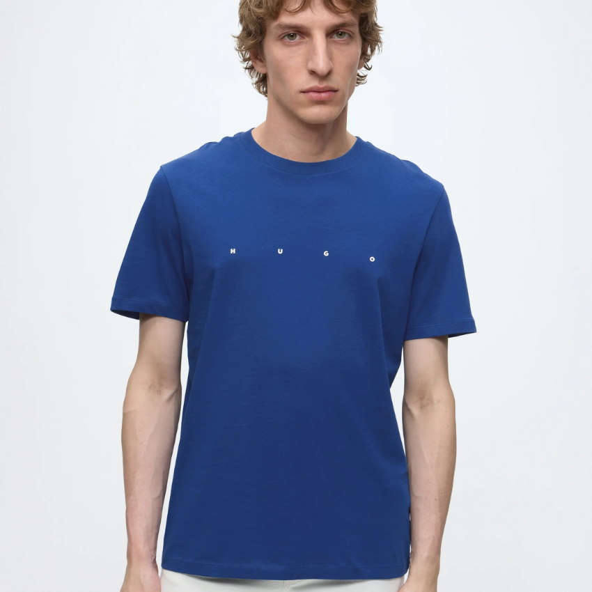 HUGO Dorosi Men's Basic Cotton T-Shirt – Open Blue Hugo Boss