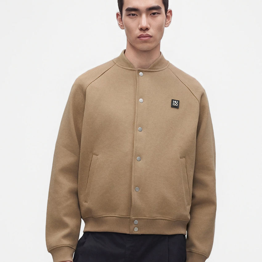 HUGO Dabin Men's Oversized Bomber Jacket – Beige Overflow Hugo Boss