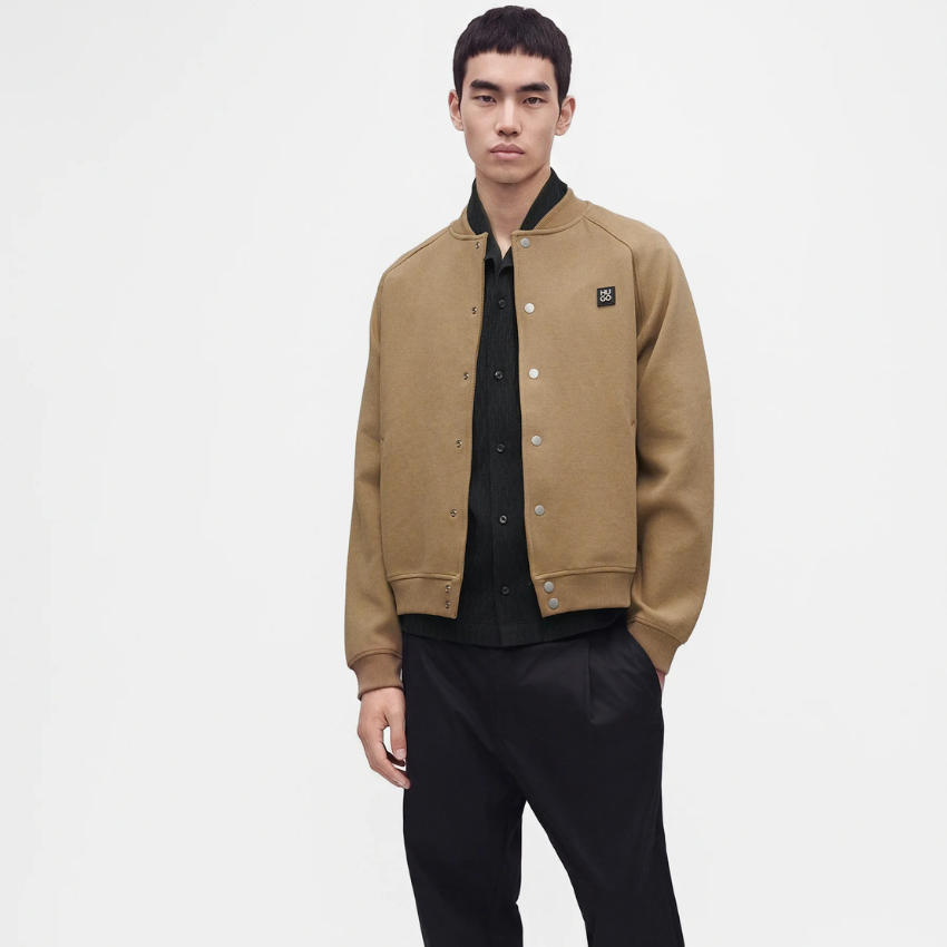 HUGO Dabin Men's Oversized Bomber Jacket – Beige Overflow Hugo Boss