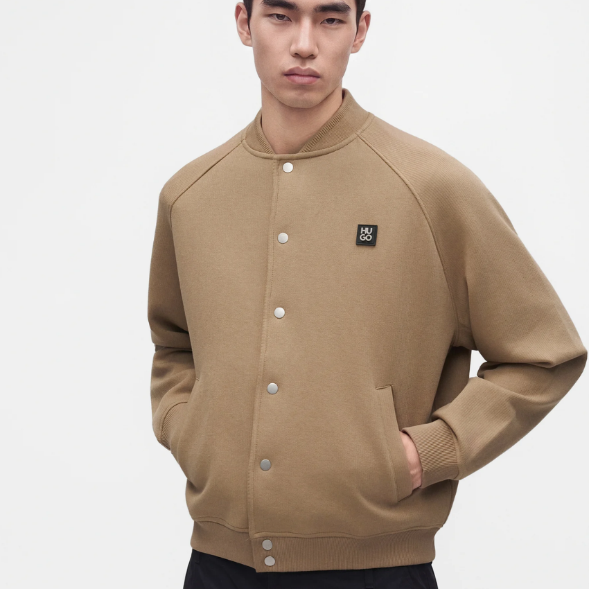 HUGO Dabin Men's Oversized Bomber Jacket – Beige Overflow Hugo Boss