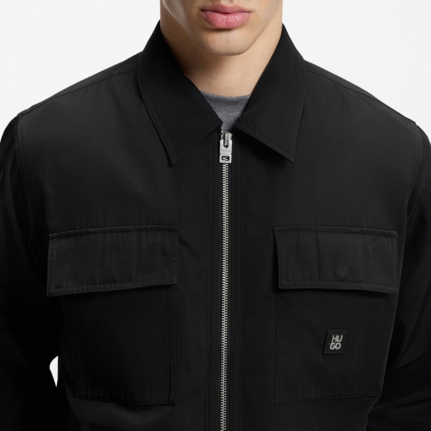 HUGO Elack Oversized-Fit Zip-Up Shirt Hugo Boss