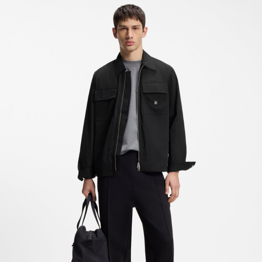 HUGO Elack Oversized-Fit Zip-Up Shirt Hugo Boss