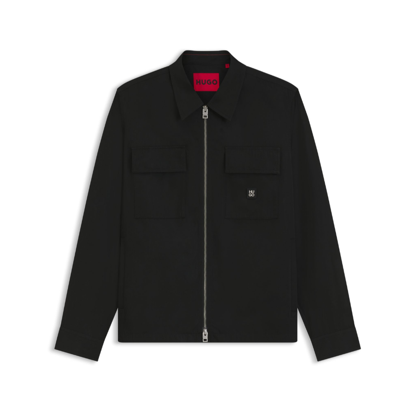 HUGO Elack Oversized-Fit Zip-Up Shirt Hugo Boss
