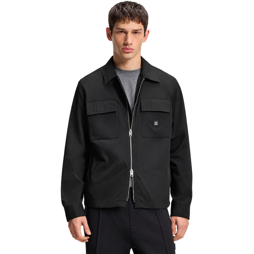 HUGO Elack Oversized-Fit Zip-Up Shirt Hugo Boss