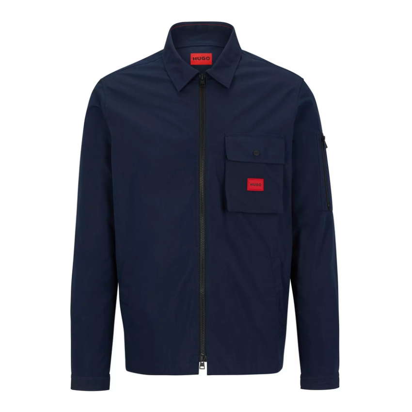 HUGO EMMOND MEN'S DARK BLUE COTTON ZIP OVERSHIRT Hugo Boss