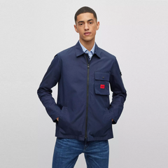 HUGO EMMOND MEN'S DARK BLUE COTTON ZIP OVERSHIRT Hugo Boss