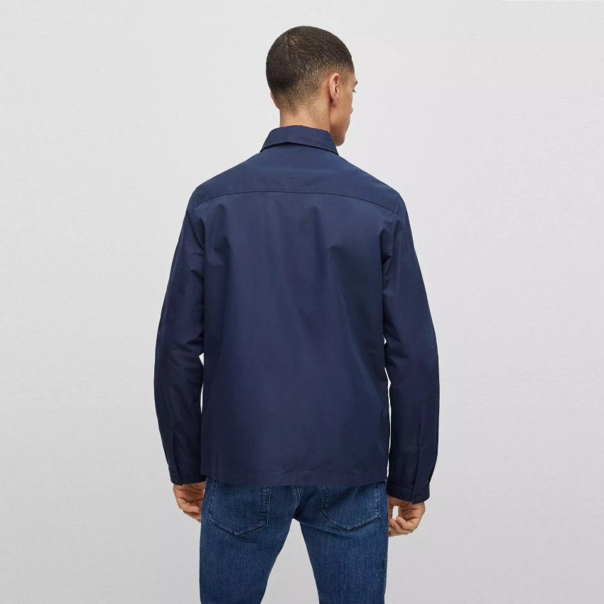 HUGO EMMOND MEN'S DARK BLUE COTTON ZIP OVERSHIRT Hugo Boss