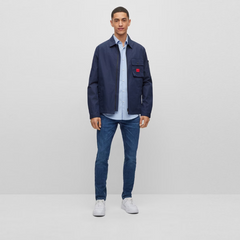 HUGO EMMOND MEN'S DARK BLUE COTTON ZIP OVERSHIRT Hugo Boss