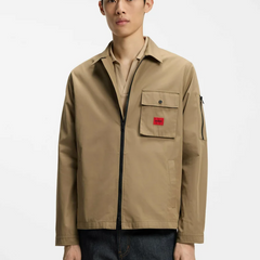 HUGO EMMOND MEN'S BEIGE COTTON ZIP OVERSHIRT Hugo Boss
