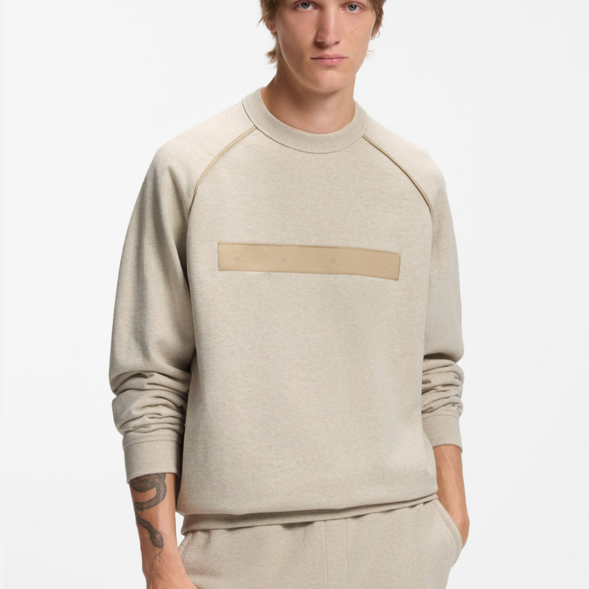 HUGO DALIM MEN'S LIGHT BEIGE RELAXED-FIT SWEATSHIRT Hugo Boss