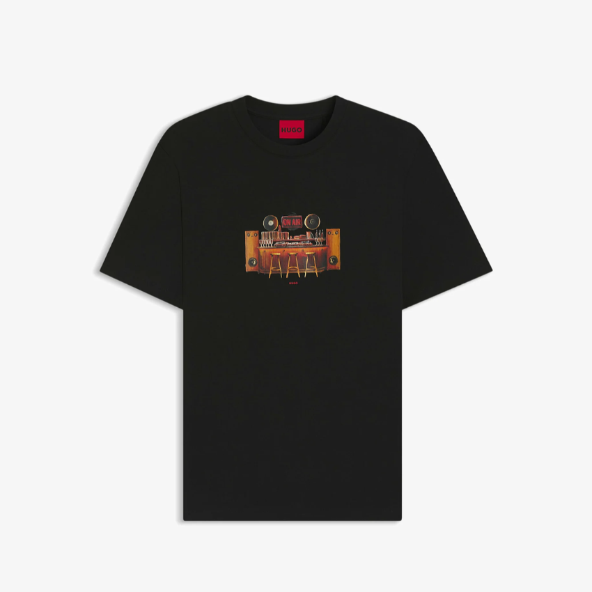 HUGO DURECTEE MEN'S BLACK PRINT T-SHIRT Hugo Boss
